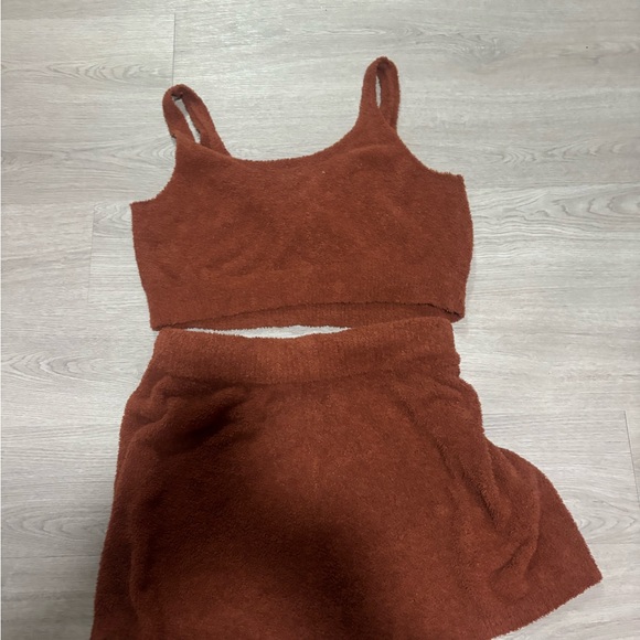 stars above Rust Brown Cozy Tank Top and Shorts Loungewear Set - Picture 2 of 3